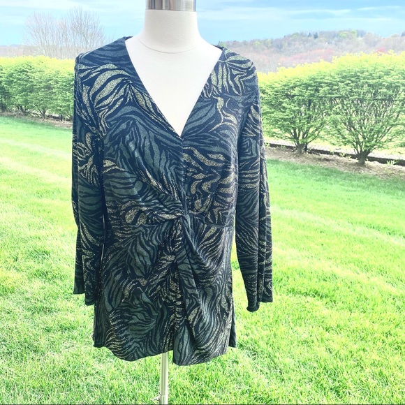 J.B.S. Tops - J.B.S. Ltd. Plus Size black sparkly holiday evening Top